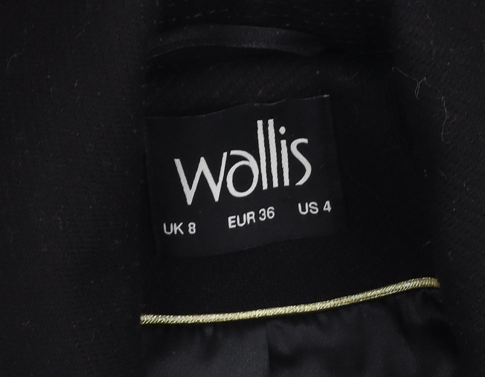 Wallis Women's Black Overcoat, Size 8, Mid-Length