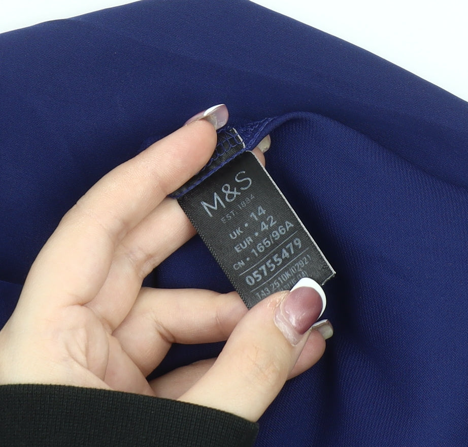Marks & Spencer Women's Blue 3/4 Sleeve Blouse