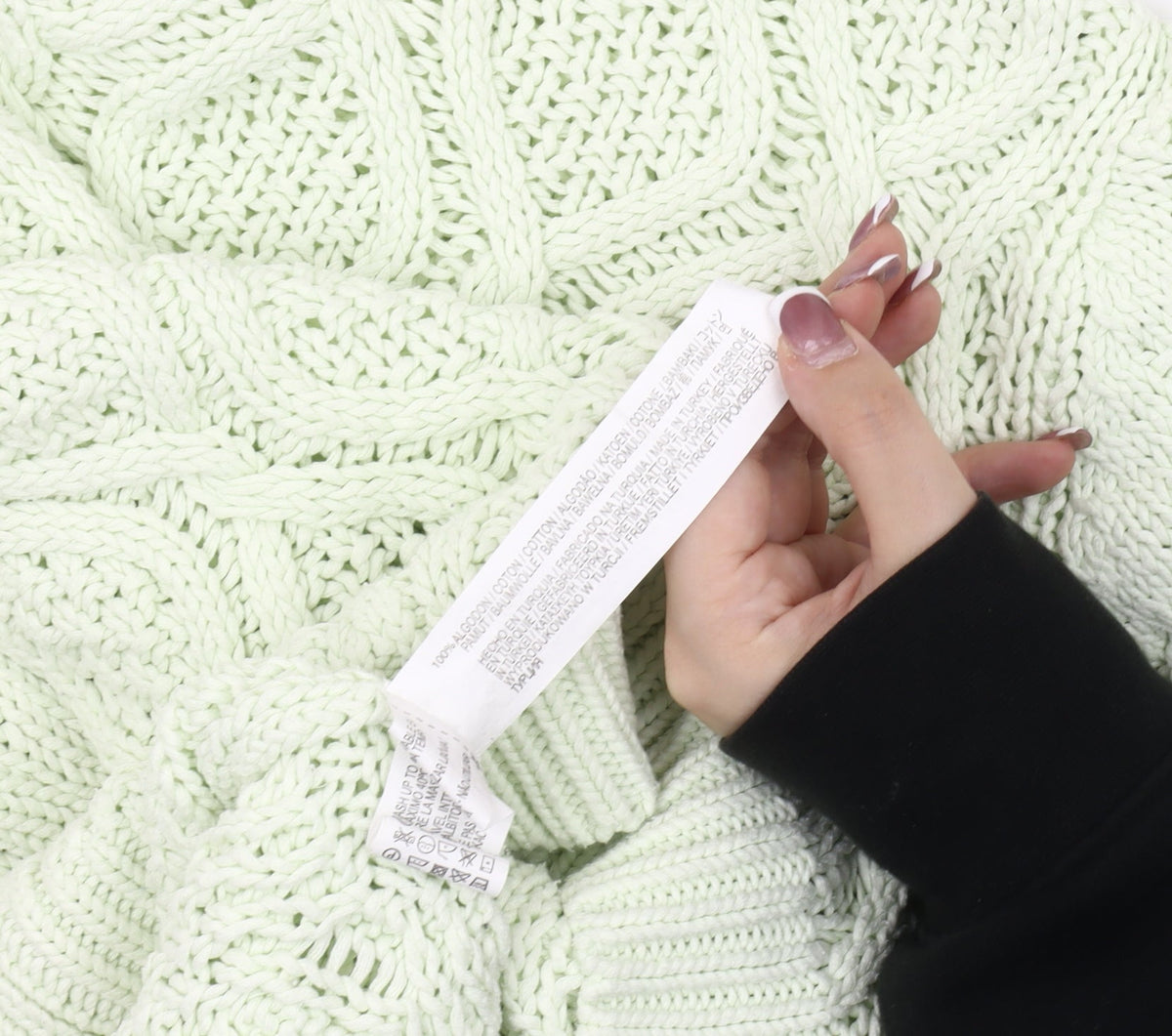 Zara Women's Green Cable-Knit Pullover Jumper Size 12