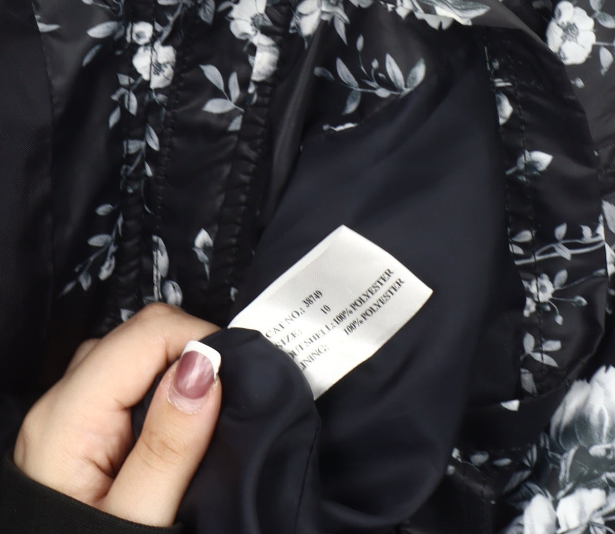 Finesse Women's Black Floral Rain Coat Size 10