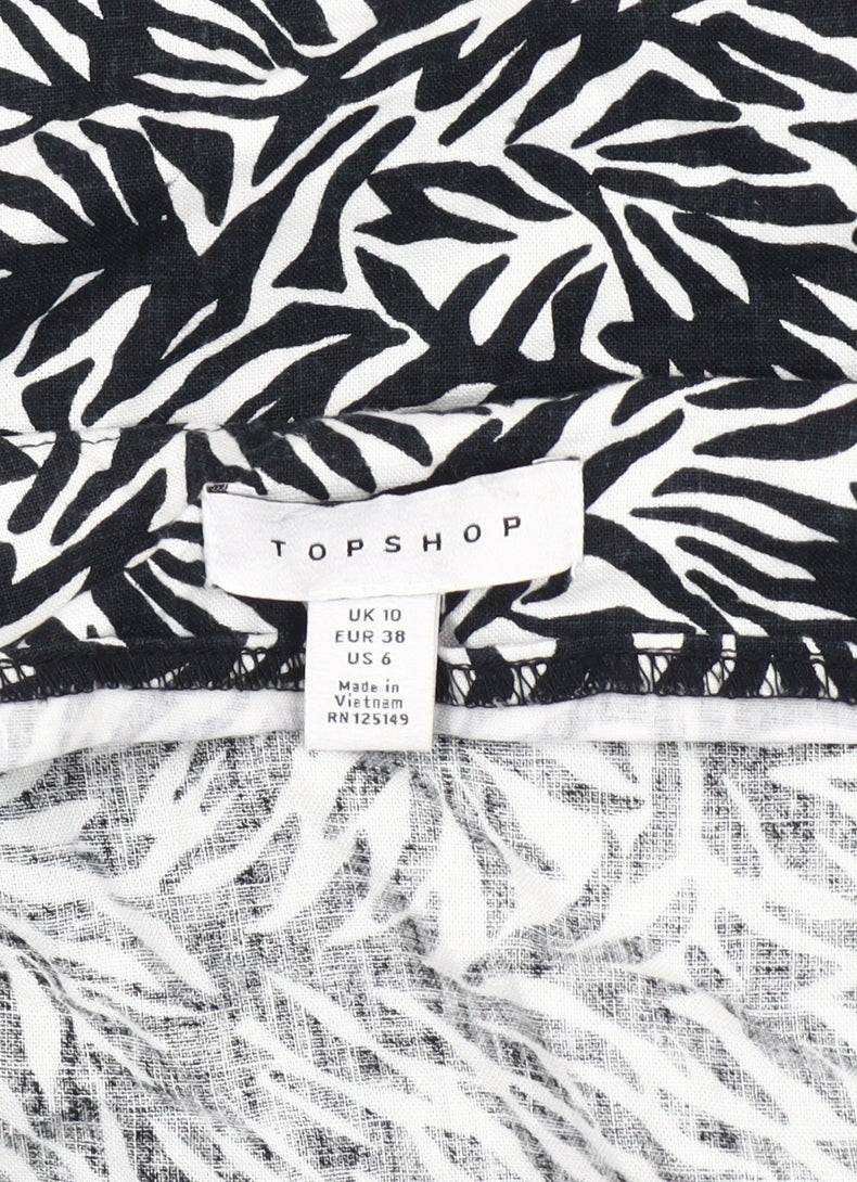 Topshop Women's Black Printed Sleeveless Dress UK 10