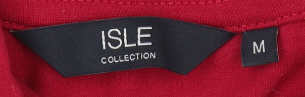 ISLE Women's Red 3/4 Sleeve Cowl Neck Blouse, M