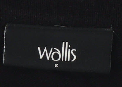 Wallis Women's Black Open Front Cardigan, Size S, Button Accent