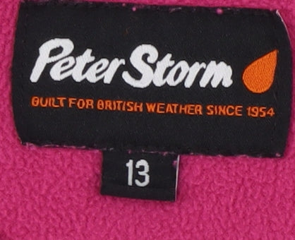 Brand and care label for Peter Storm girls’ pink pullover sweatshirt 13 years