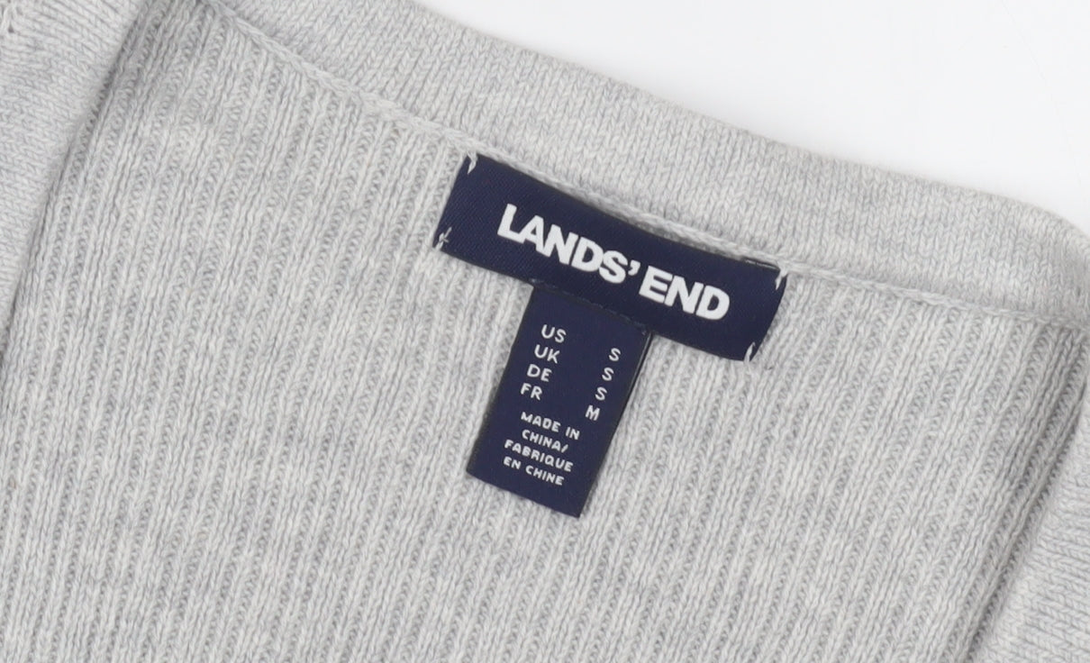 Lands' End Women's Grey V-Neck Pullover Jumper Size 8