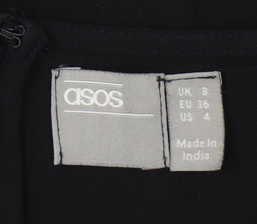 ASOS Women's Black A-Line Off Shoulder Dress Size 8