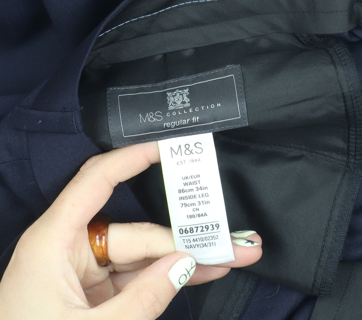 Marks & Spencer Men's Blue Regular Fit Trousers