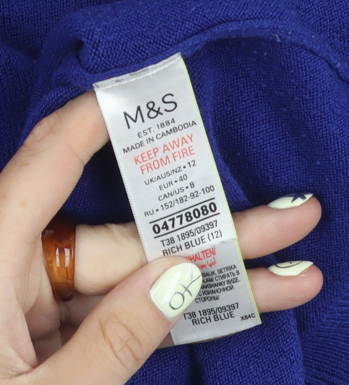 Marks & Spencer Women's Blue Crew Neck Pullover Jumper Size 12