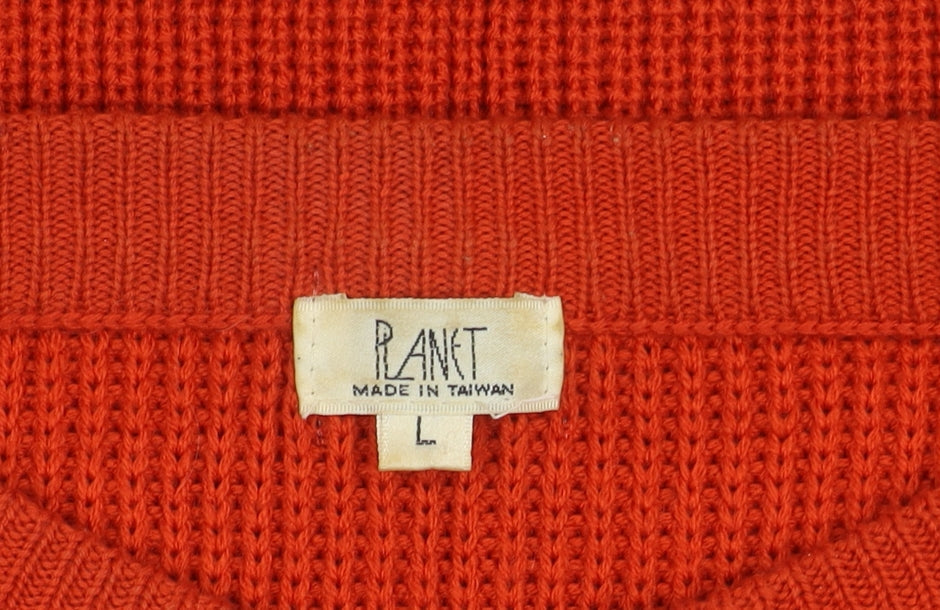 Planet Women's Orange Tight-Knit Jumper, Size L