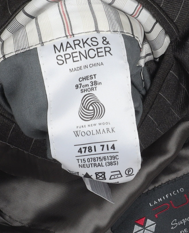 Marks & Spencer Men’s Grey Striped Wool Blazer 38S