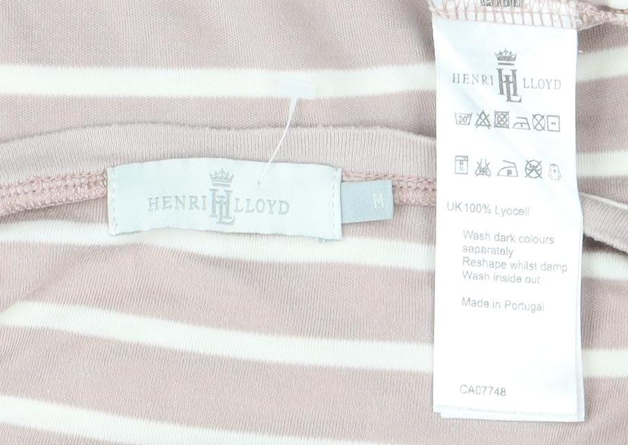 Henri Lloyd Women's Pink Striped T-Shirt M Long Sleeve