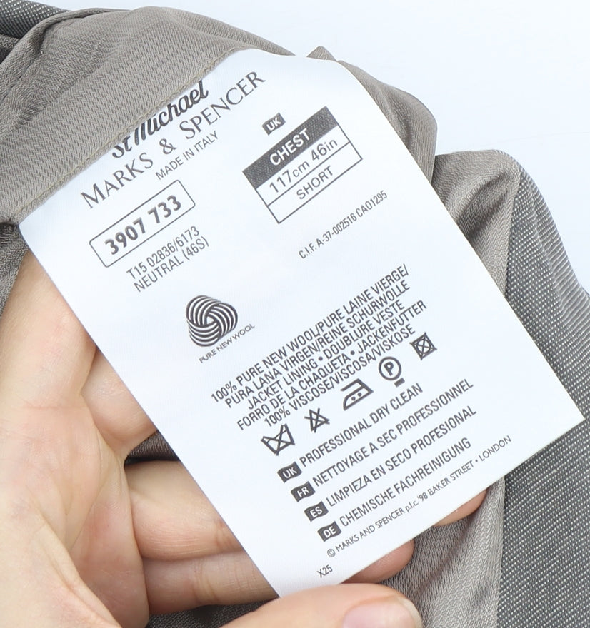 Marks & Spencer Grey Wool Men's Blazer, Size 46S