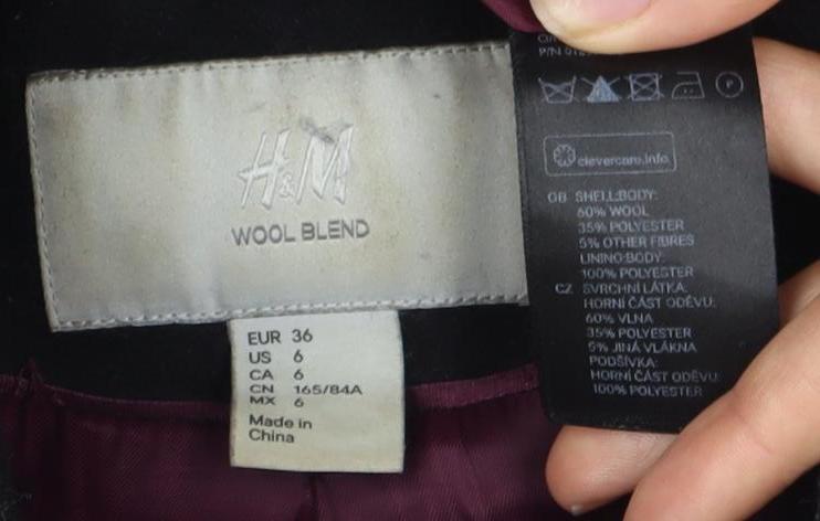 H&M Women's Black Pea Coat Size 8 – Classic Style