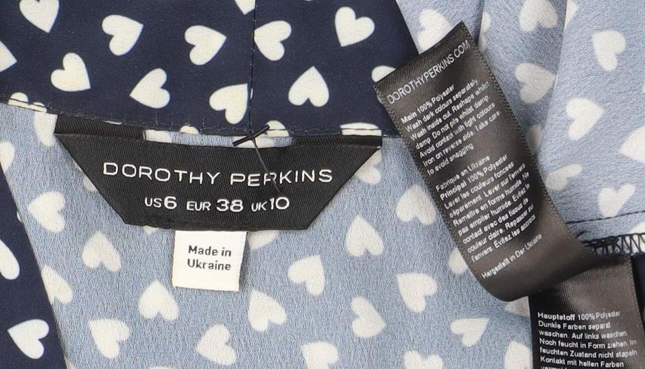 Dorothy Perkins Women's Blue Geometric Blouse Size 10
