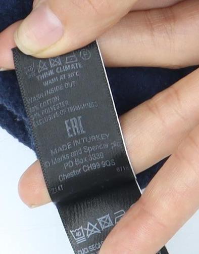 Marks & Spencer Blue Crew Neck Fleece Sweatshirt Unisex Size 20