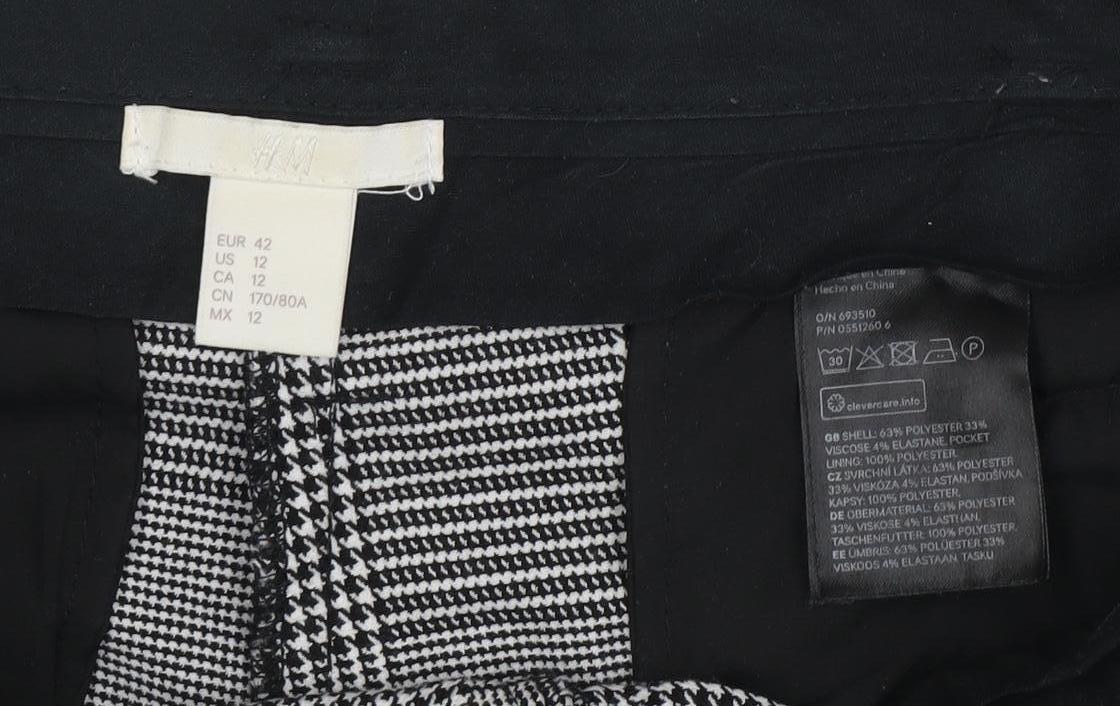H&M Women's Black Check Trousers Size 14