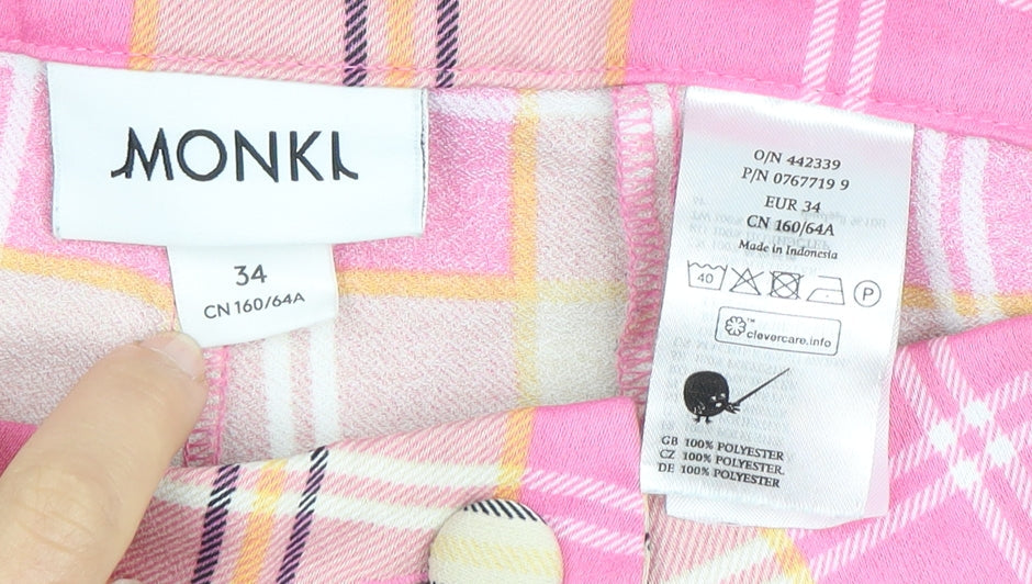 Monki Women's Pink Plaid Trousers Size 6