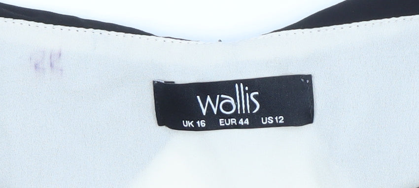 Wallis Women's Black Floral Tunic, Size 16, Boat Neck