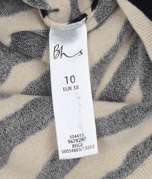 BHS Women's Beige Zebra Print Pullover Jumper Size 10