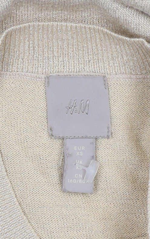 H&M Women Beige XS Crew Neck Pullover Jumper