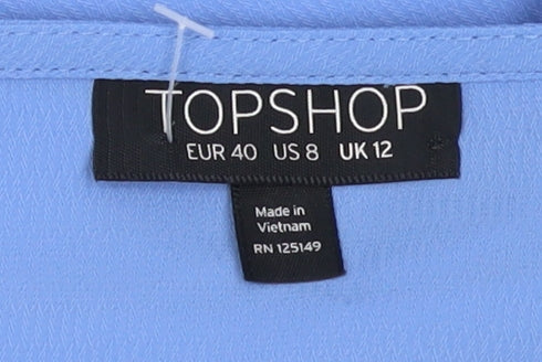 Topshop Women's Blue Camisole V-Neck Tank - Size 12