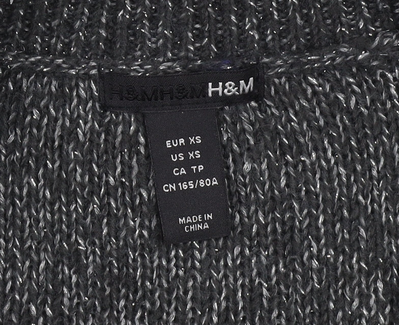 H&M Women's Grey Vest Jumper XS Open-Knit