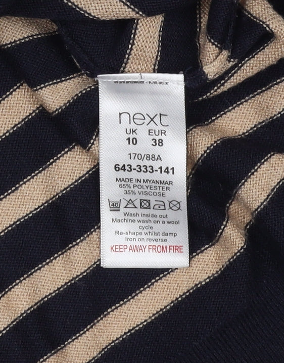 Next Women's Multicoloured Striped Pullover Jumper Size 10