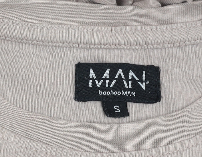 boohooMAN Beige Cotton Men's S T-Shirt