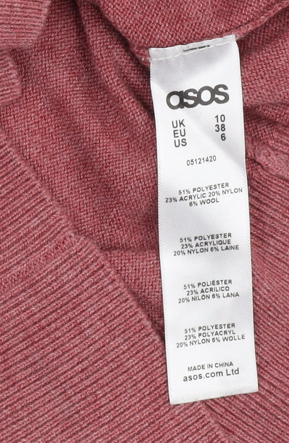 Asos Women's Pink Hooded Jumper, Size 10, Relaxed Fit