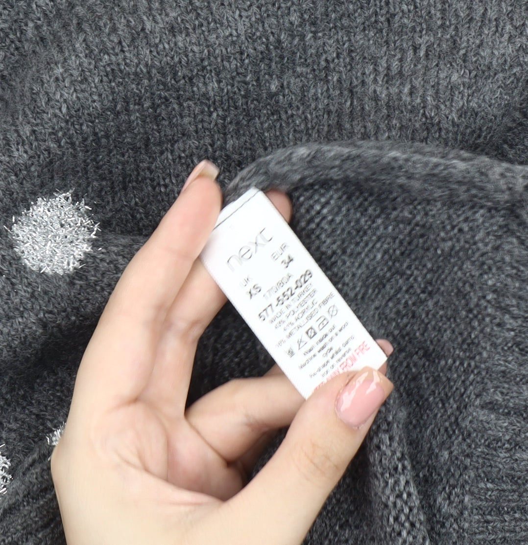 Next Women's Grey Chunky-Knit Polka Dot Jumper XS