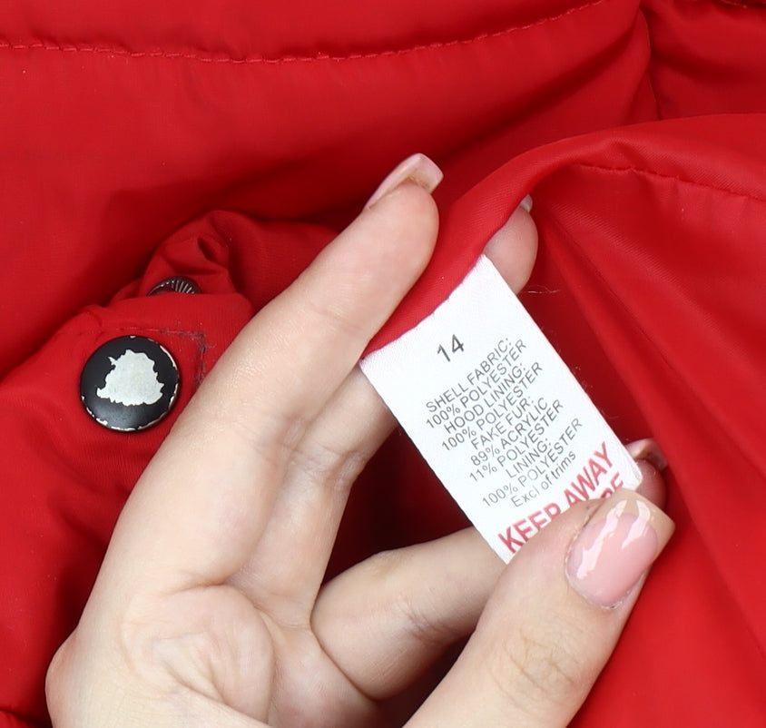 Studio Outerwear Red Women's Puffer Jacket Coat Size 14