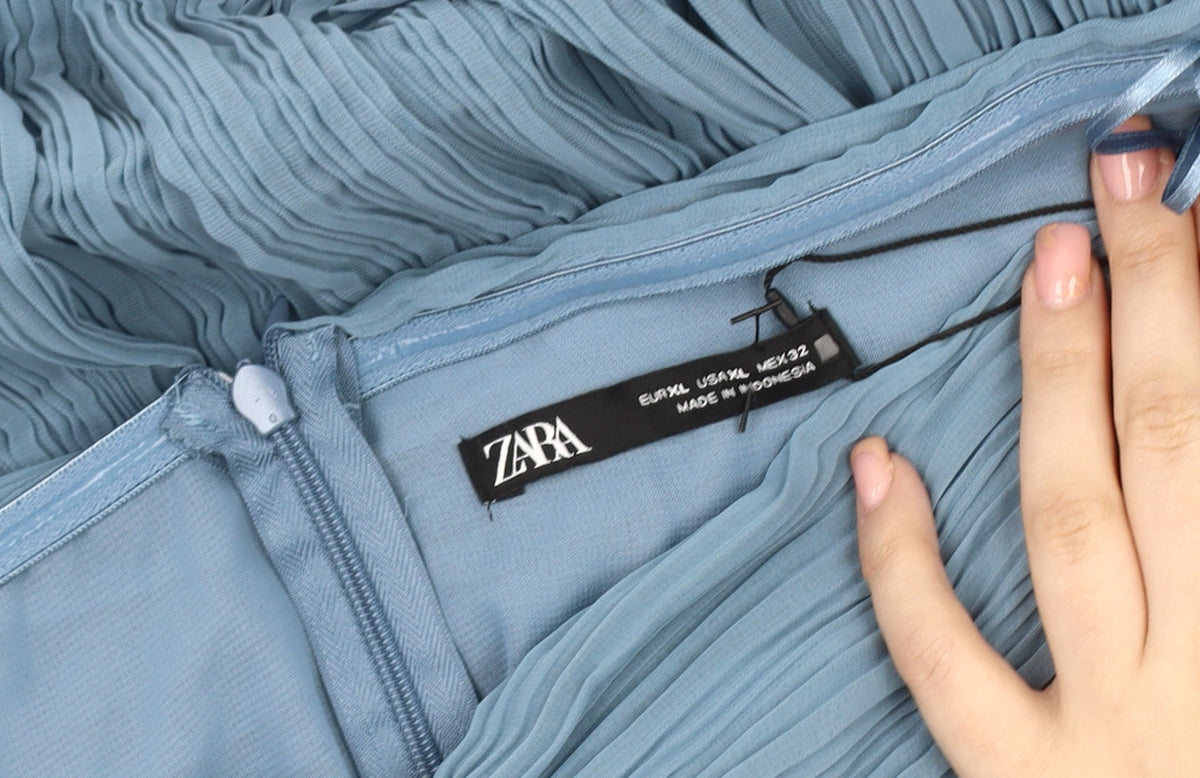 ZARA Women's Blue Strapless A-Line Dress, Size 4