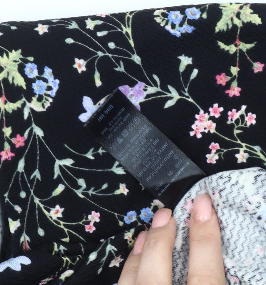 Simply Be Women's Black Floral Tunic Blouse Size 12