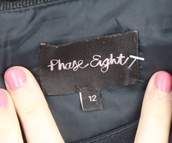 Phase Eight Women's Black Striped Shift Dress Size 12