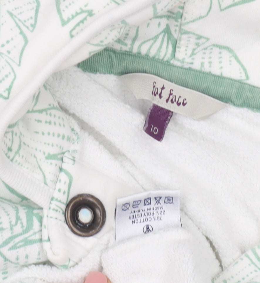 FatFace Women's White Floral Henley Hoodie Size 10
