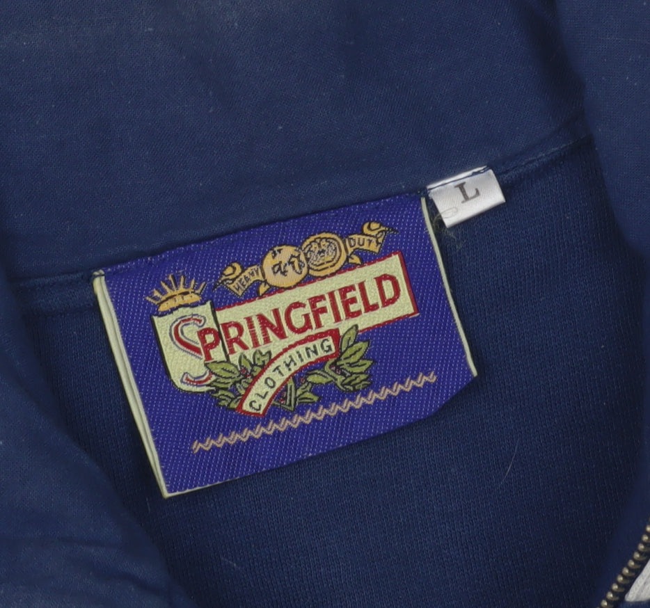 Springfield Men's Blue L Striped 1/2 Zip Sweatshirt