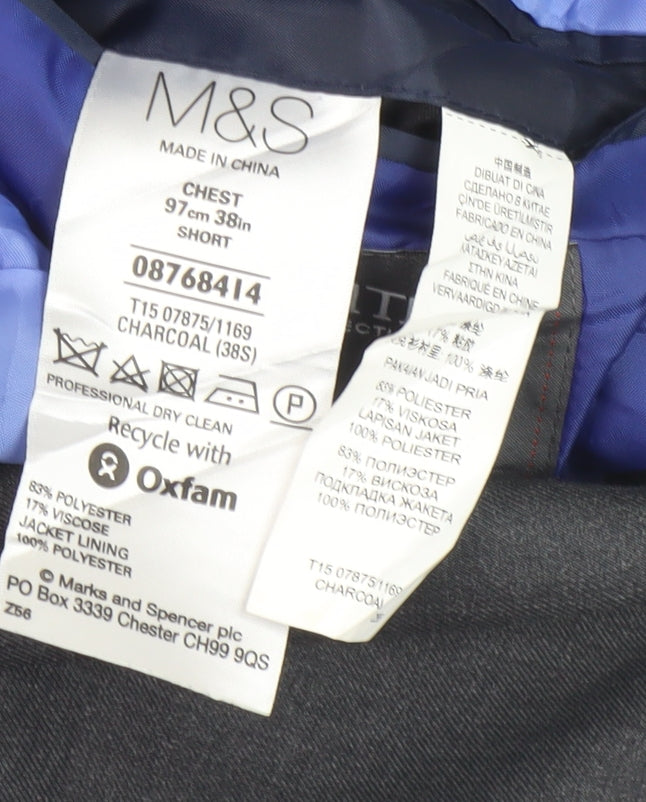 Marks & Spencer Men's Grey Blazer, Size 38
