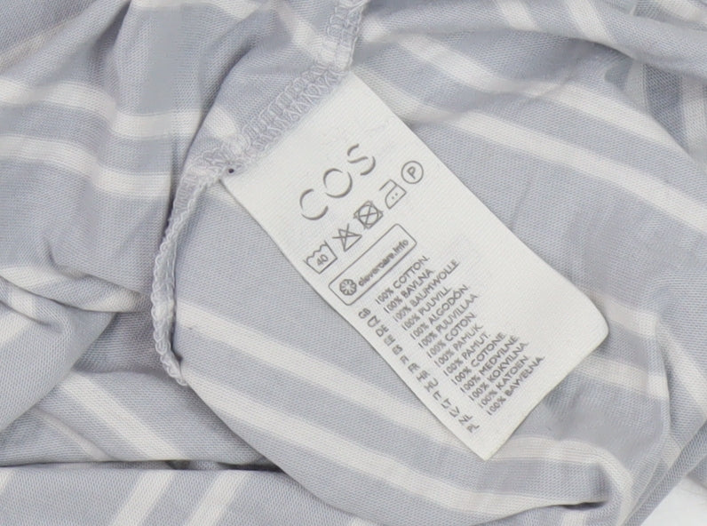 COS Men's Blue Striped T-Shirt, Size L, Round Neck