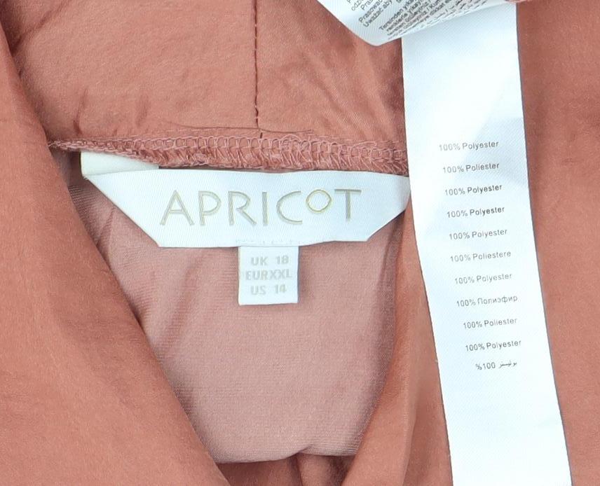 Apricot Women's Brown Wrap Blouse, 2XL, Long Sleeve