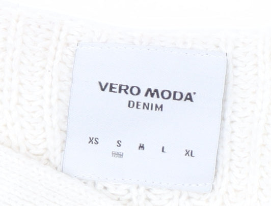 Vero Moda Women's Ivory V-Neck Knit Jumper, Size S