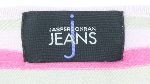 Jasper Conran Women's Pink Striped Long Sleeve V-Neck Tee
