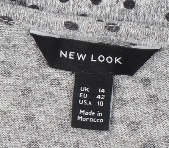New Look Women's Grey Polka Dot Dress Size 14
