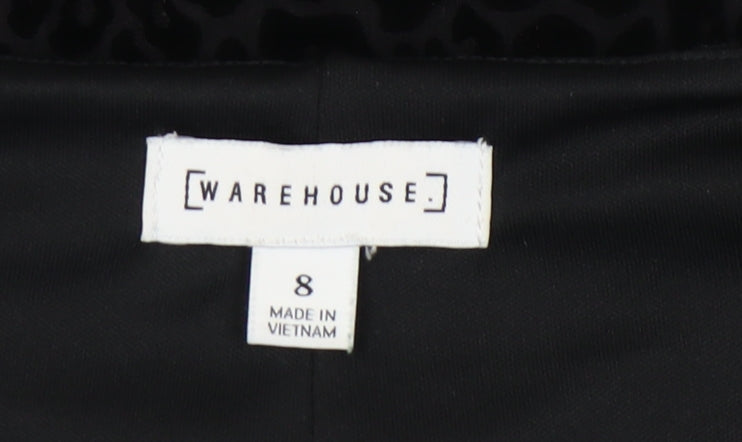 Warehouse Black Wrap Dress Women’s Size 8 Velvet Party