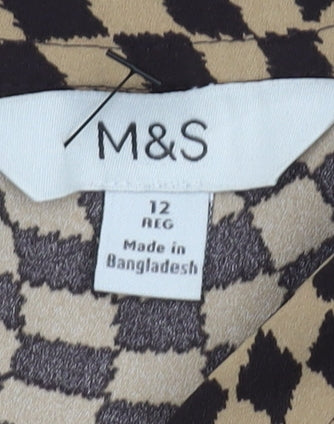 Marks & Spencer Women’s Brown Check Blouse Size 12