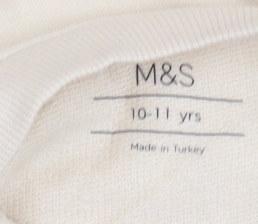 Marks & Spencer Girls Beige Pullover Sweatshirt 10-11 Years