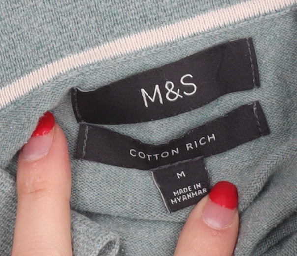 Marks & Spencer Men's Green Henley Jumper M