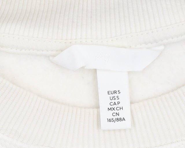 H&M Unisex White Striped Sweatshirt - Size 12 Pullover
