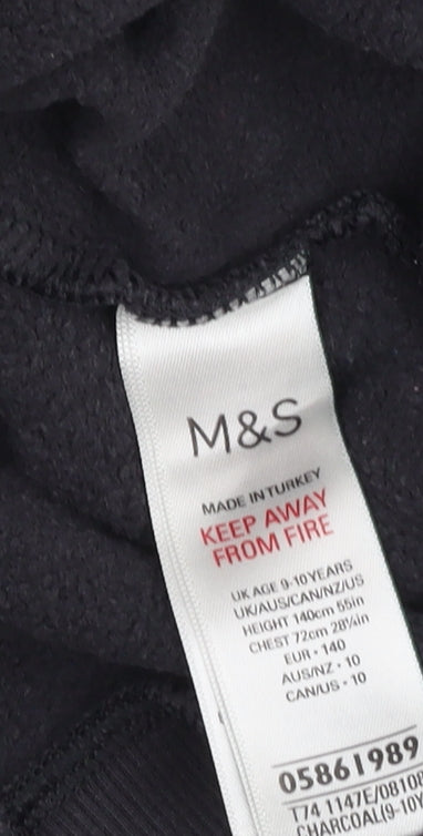 Marks & Spencer Girls Black Pullover Sweatshirt 9-10Y