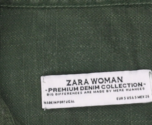 Zara Women's Green Button-Up Shirt, Size 2XS