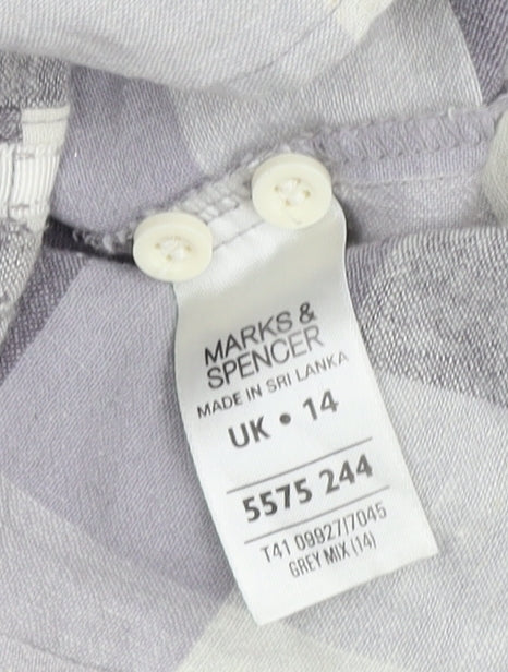 Marks & Spencer Women's Grey Plaid Button-Up Shirt UK 14